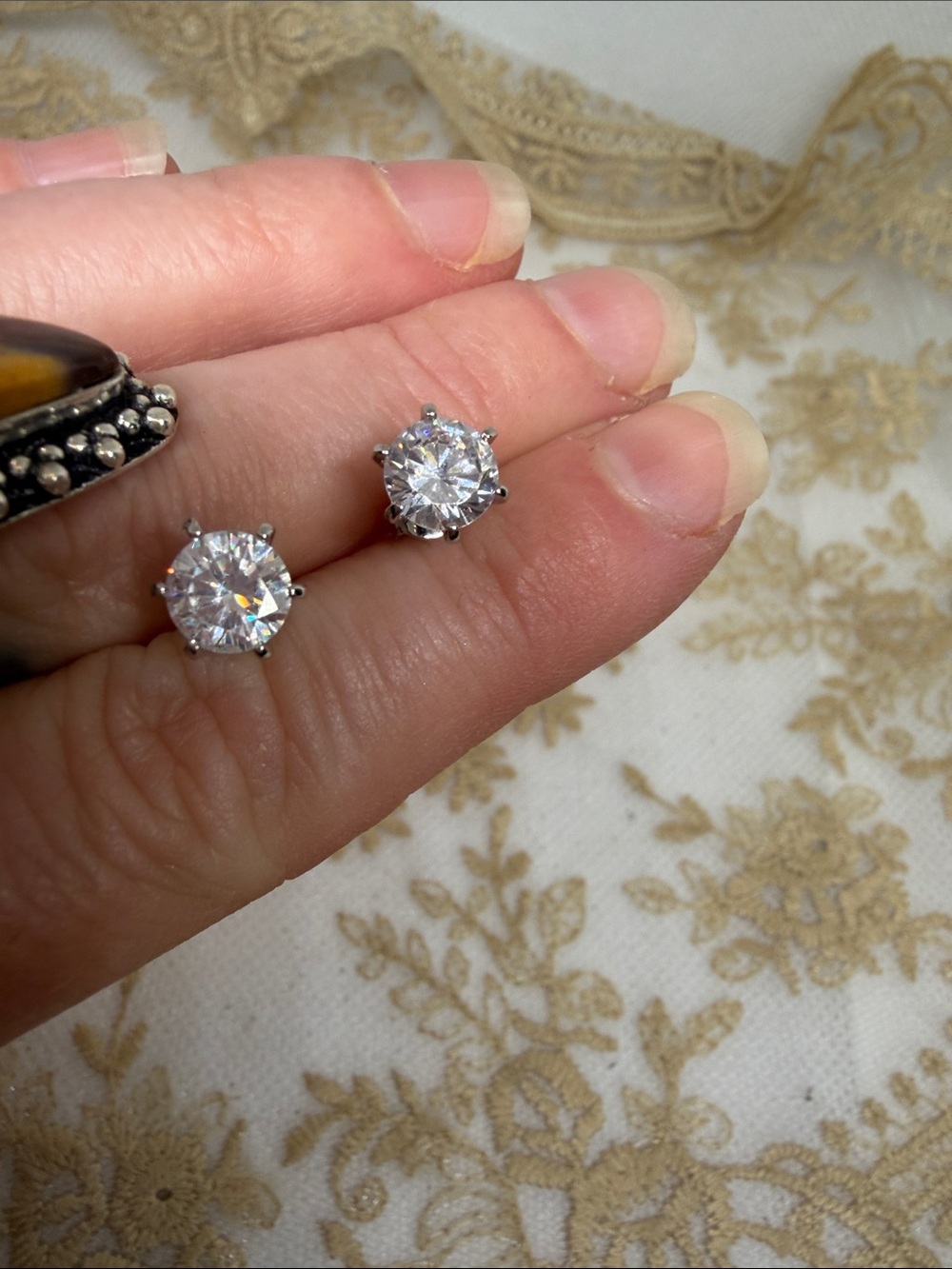 2 CT Moissanite Stud Earrings S925 Sterling Silver 6 Prong Bridal Old Money